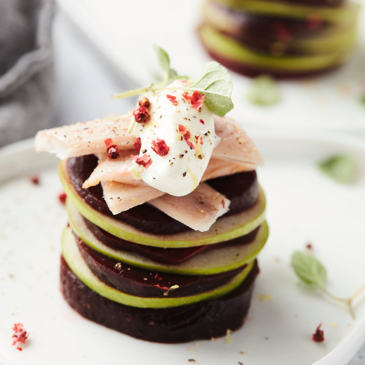 Beetroot and Smoked Eel Towers – Barbecook
