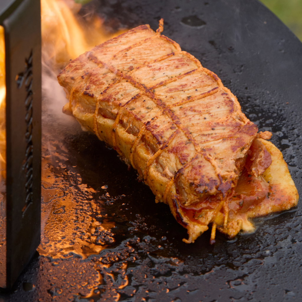 Pork roast on Jack: cooked over open fire