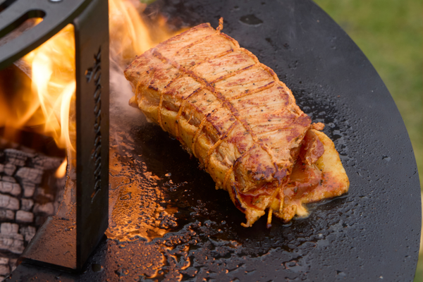 Pork roast on Jack: cooked over open fire