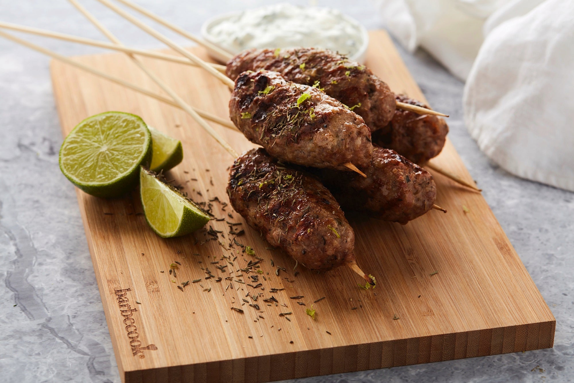 Spicy lamb skewers on the BBQ