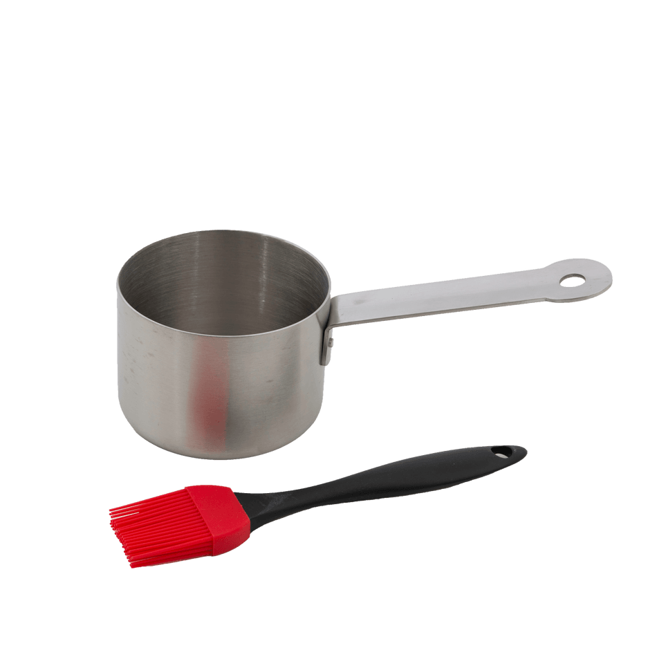 Stainless steel saucepot with brush 23x7.5x10.5cm